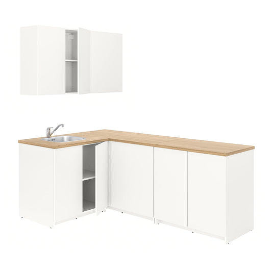 MDF White 3 Base Cabinets & 2 Wall Cabinets 200 x 140 x 220.